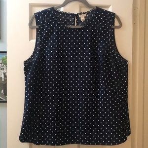 J.Crew Printed Corded Shell in Navy Dot sz 14